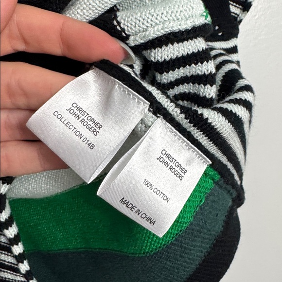 NWT Christopher John Rogers striped knit crop short sleeve baby tee size medium - Picture 5 of 8